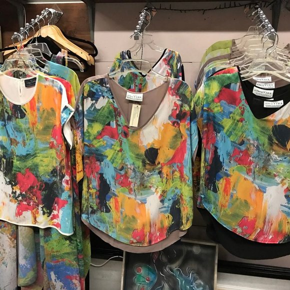 Mediterranean Abstract Art V‑Neck Blouse – Rare VIDA × Noora Elkoussy Collab - Picture 5 of 5